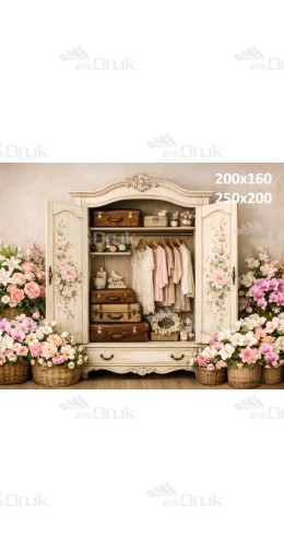 Tło fotograficzne „Romantyczna garderoba z kwiatami vintage” | E830